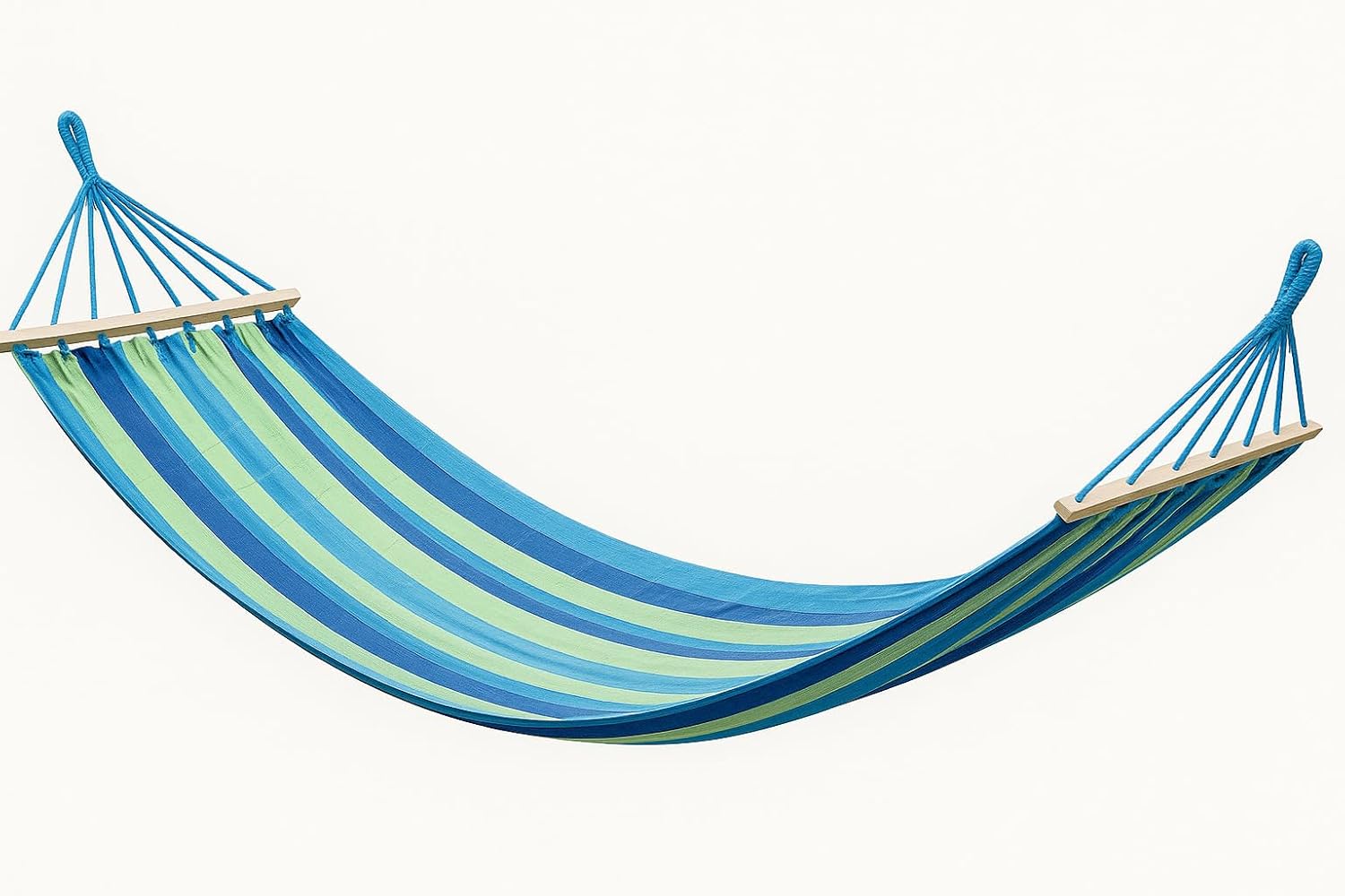 häng hängematten Garten Hängematte 200x80cm mit Holzstab & Seilen – Baumwolle, 150kg