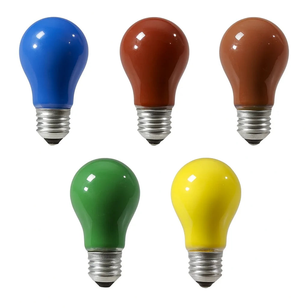 100er Set farbige Glühbirnen E27 25W – je 20x Rot, Gelb, Grün, Blau & Orange