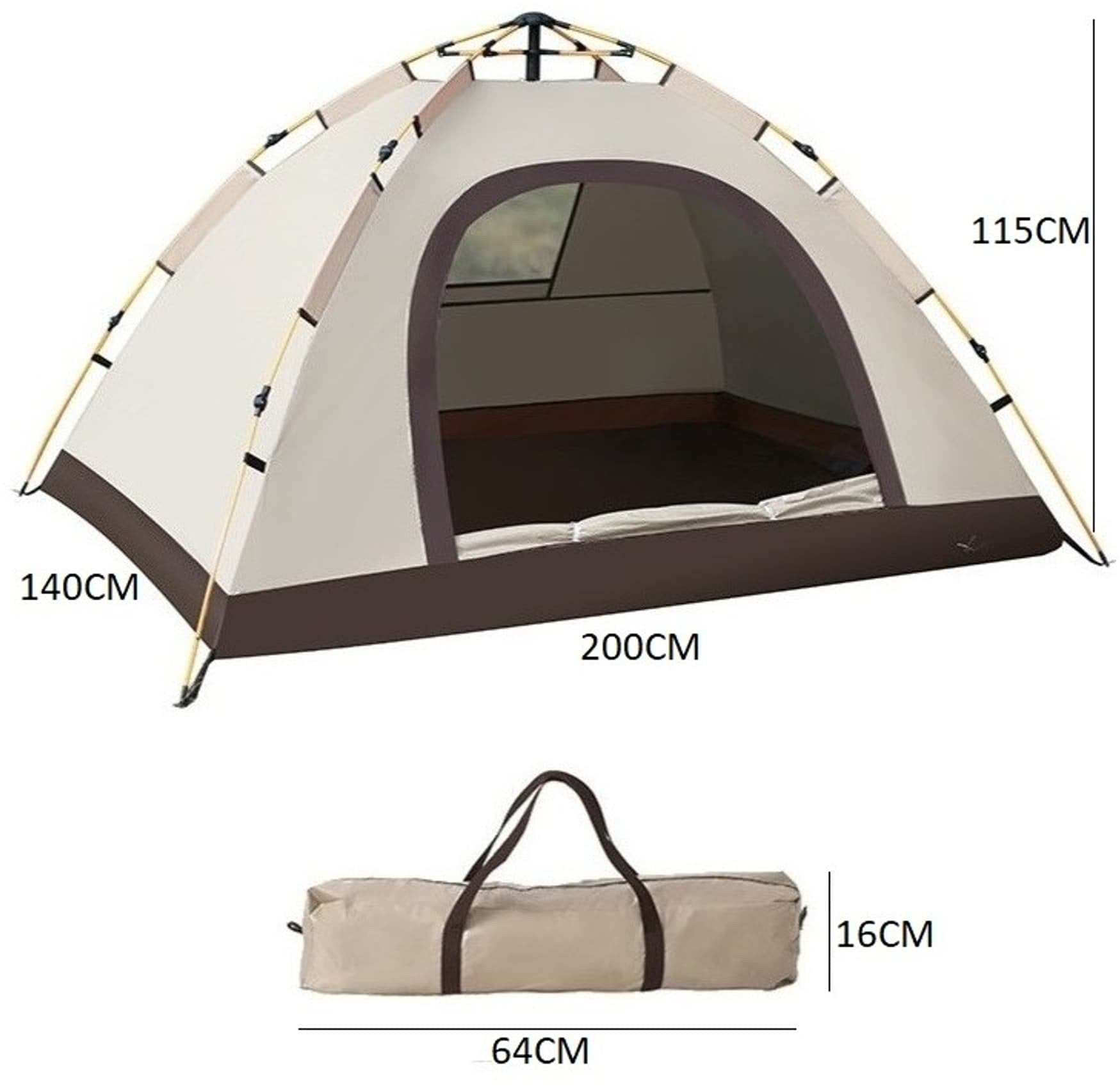 Wasserdichtes Campingzelt für 2–3 Personen – 200×140×115 cm – Tragbar & Stabil
