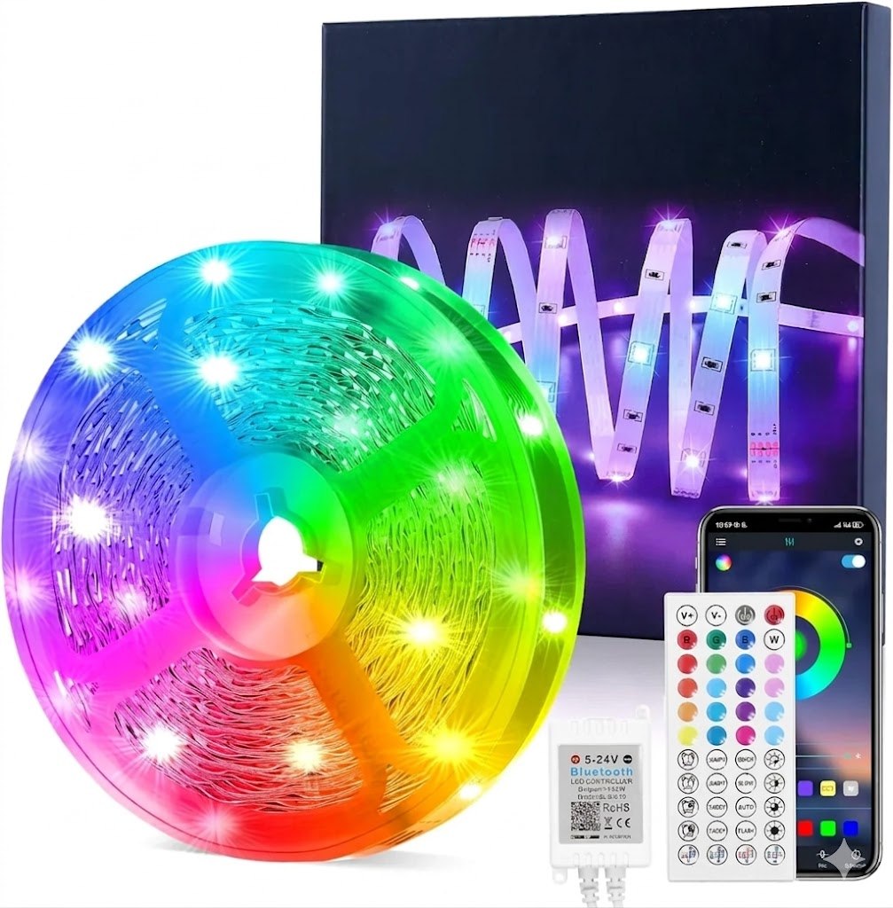 15m RGB LED Strip mit APP Steuerung, Musikmodus & Timer – 450 LEDs