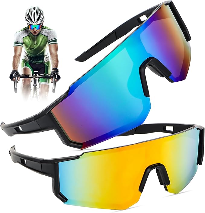 sonnenbrille mountainbike Fahrradbrille UV400 im 2er Set – Sport Sonnenbrille für MTB, Rennrad u