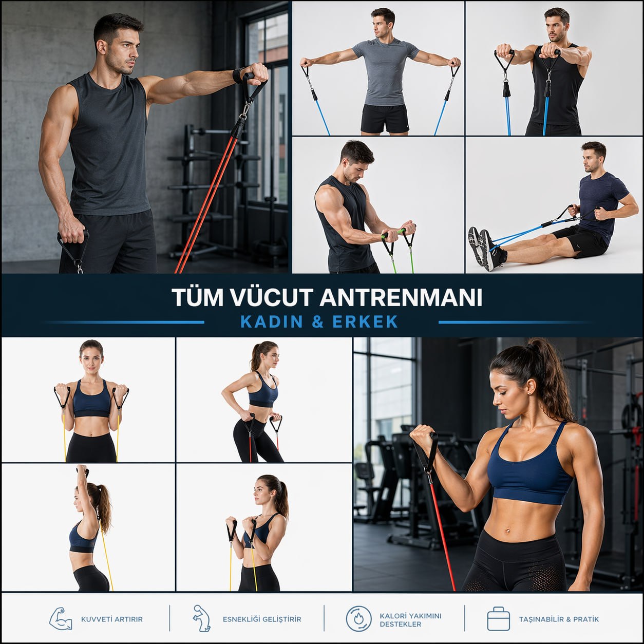 Widerstandsbänder Set 11tlg Fitnessbänder für Training Yoga Krafttraining