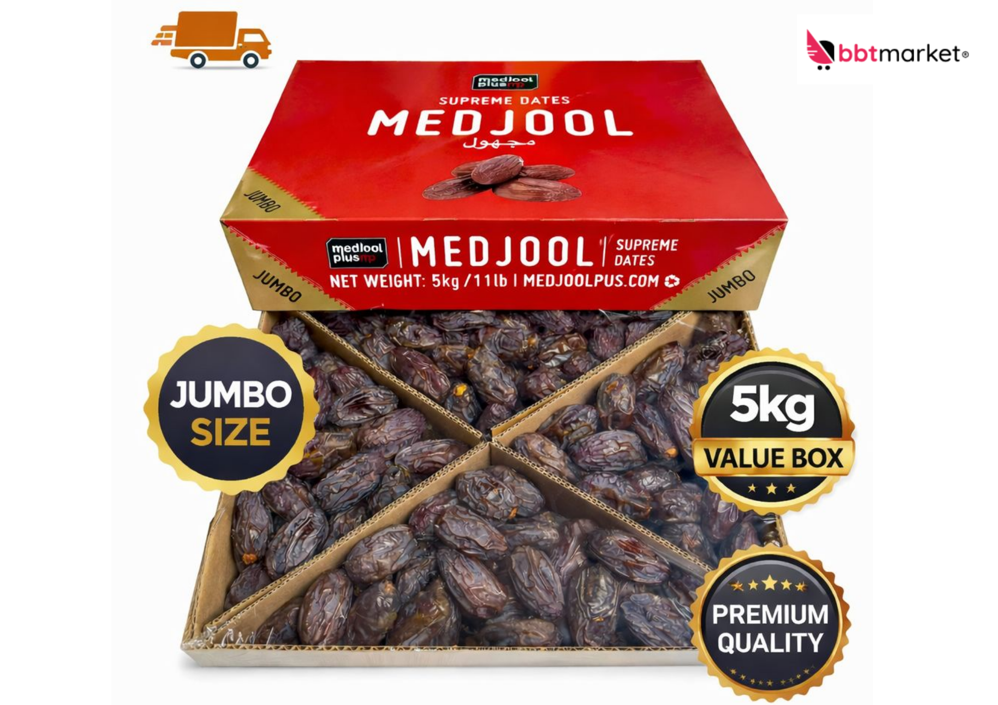 Medjoul Datteln (XLarge) 5kg, Medjool Dates, Hurma, Trocken und Lecker