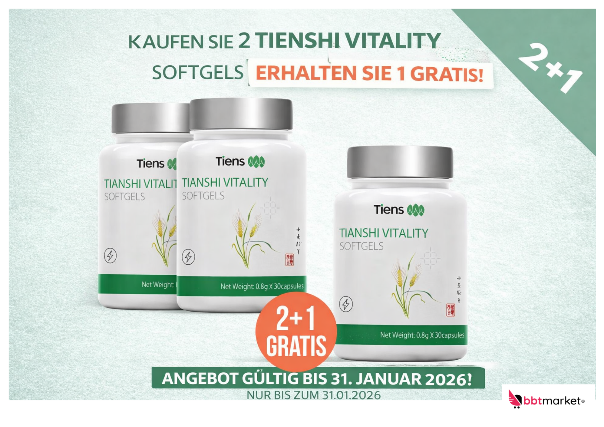 Tiens Vitality Softgels with cold-pressed wheat germ oil Omega-3 Vitamin E