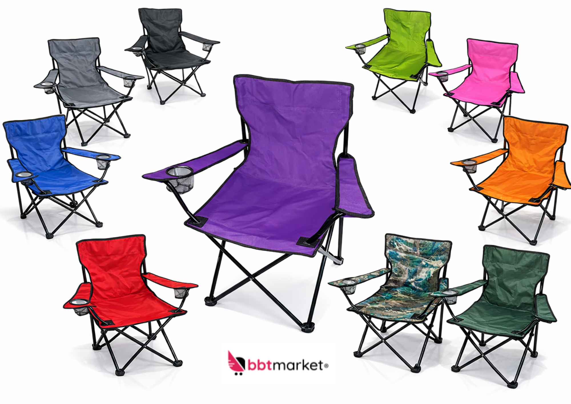 Faltbarer Campingstuhl mit Getränkehalter und Tragetasche – Outdoor Klappstuhl für Garten, Angeln und Strand