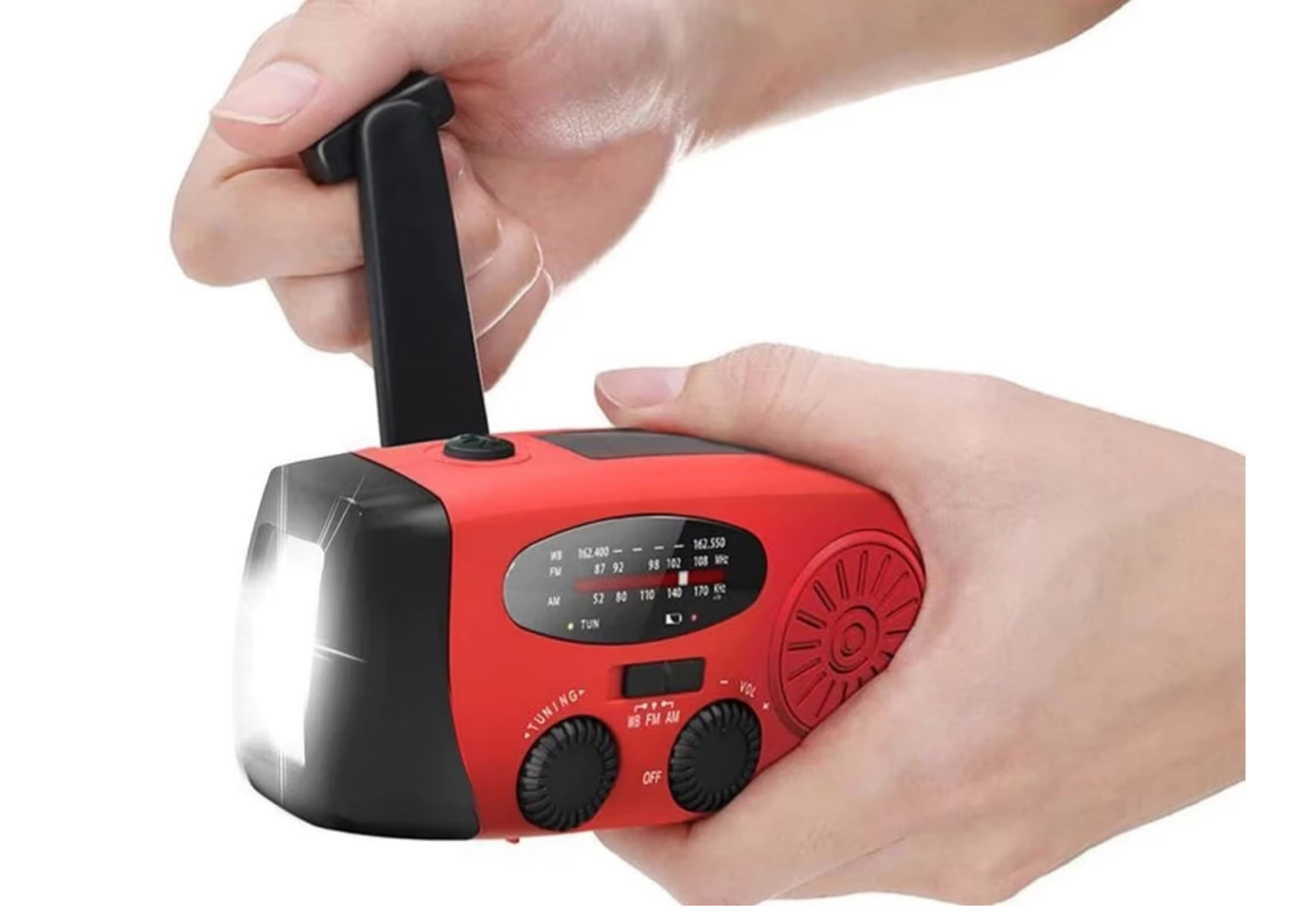 Multifunktionales Notfallradio mit Kurbel, Solar, LED Taschenlampe & Powerbank – Ideal für Camping & Notfälle