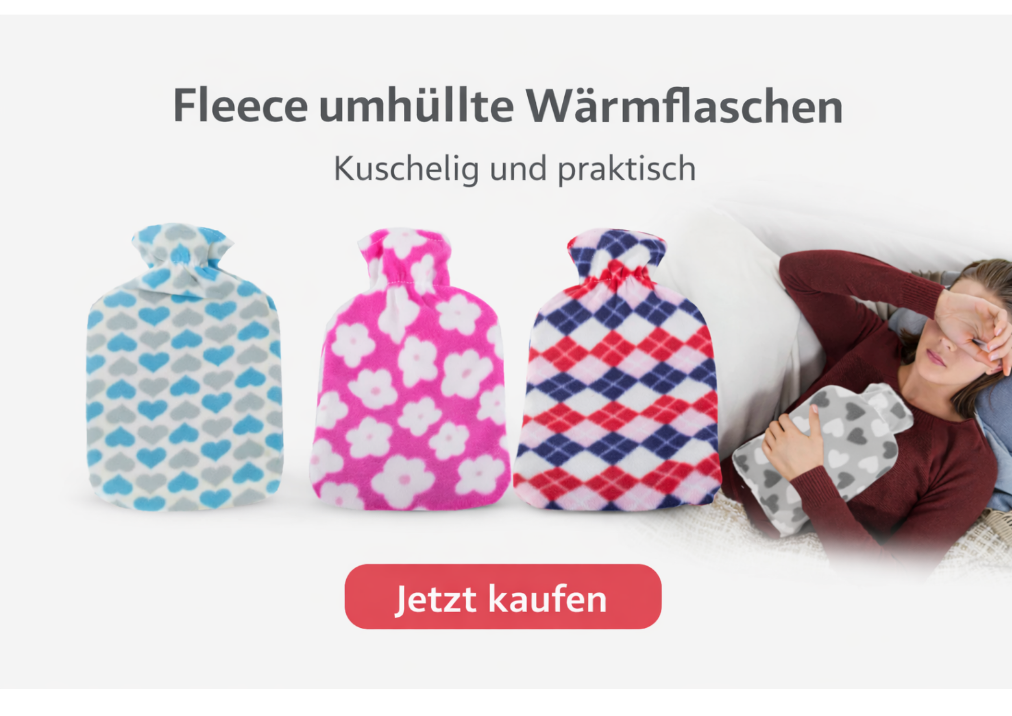 Wärmflasche 1,7L mit Bezug – Wärmeflaschenwärmer Bauchwärmer Gummi Heizkissen 5907451365502 5907451365496