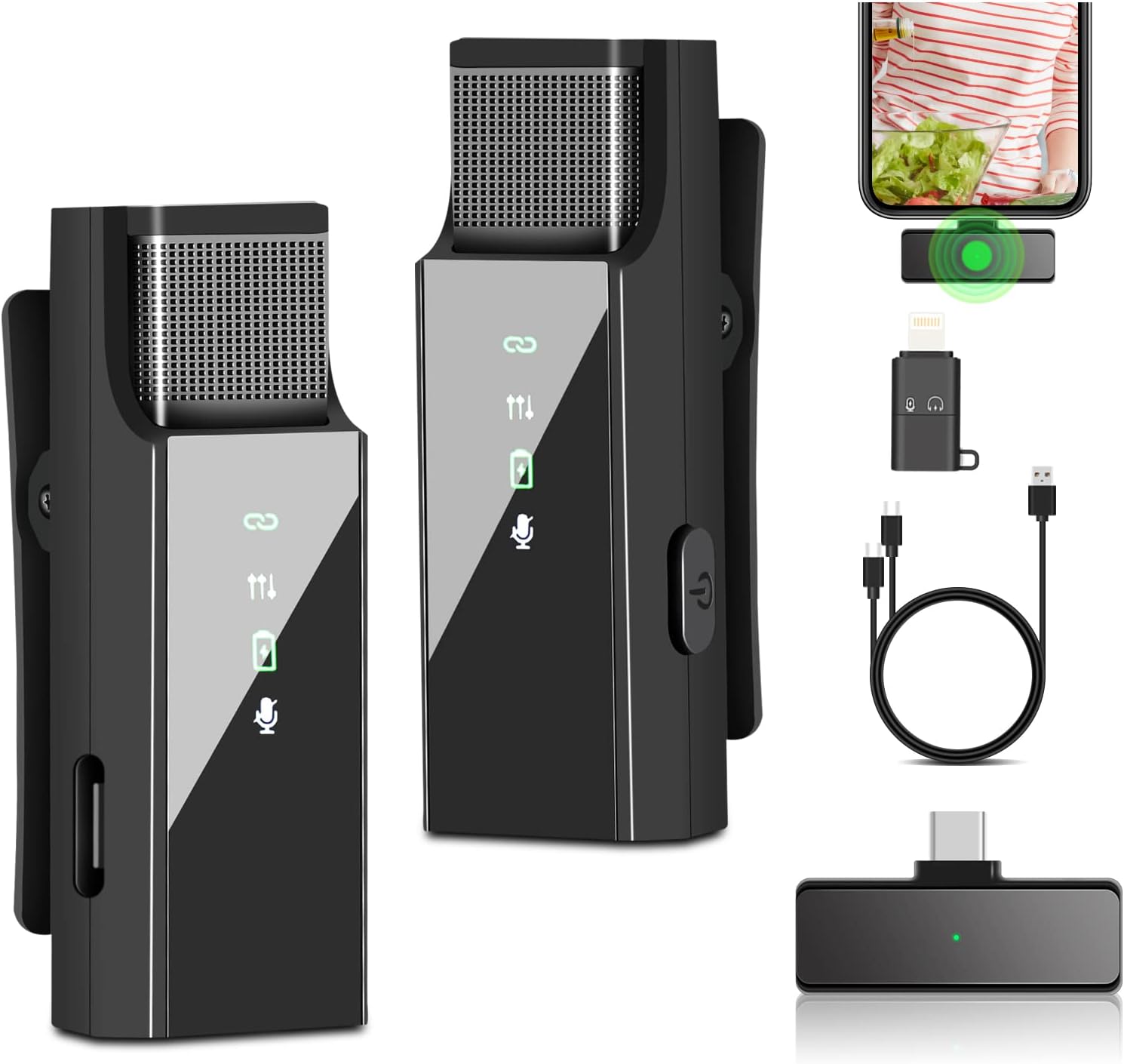2-way wireless microphone for iPhone/iPad/Android, plug & play