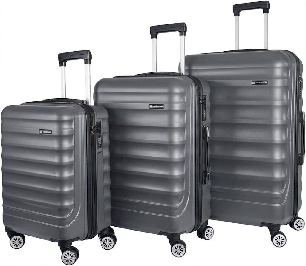 Hartschalenkoffer Trolley grau – M / L / XL / 3er Set – 4 Rollen, ABS