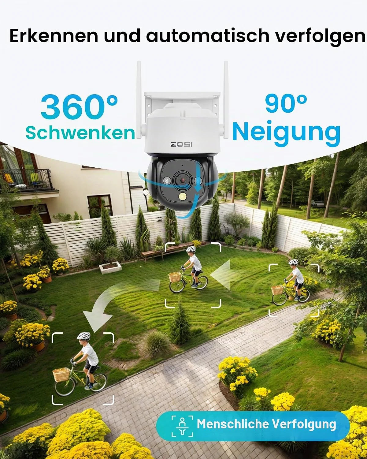 2MP WLAN Überwachungskamera für Außen – 360° Pan/Tilt, Nachtsicht, Bewegungsverfolgung & 2-Wege-Audio