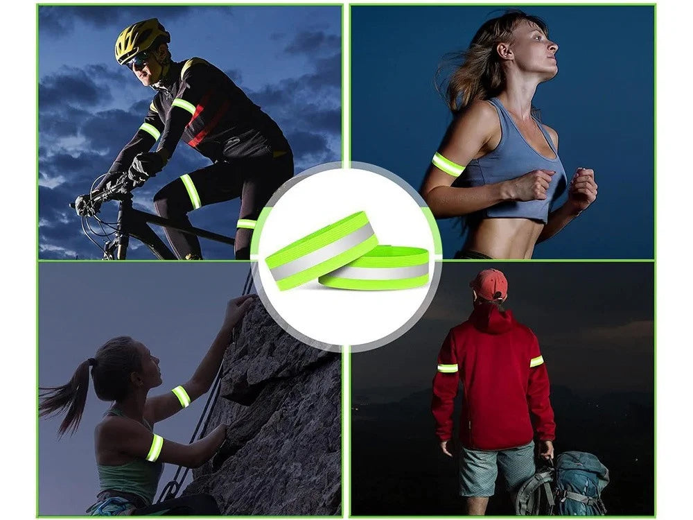 2x Reflektorband reflektierendes Armband Reflektor Fahrrad Joggen Laufen Leuchte