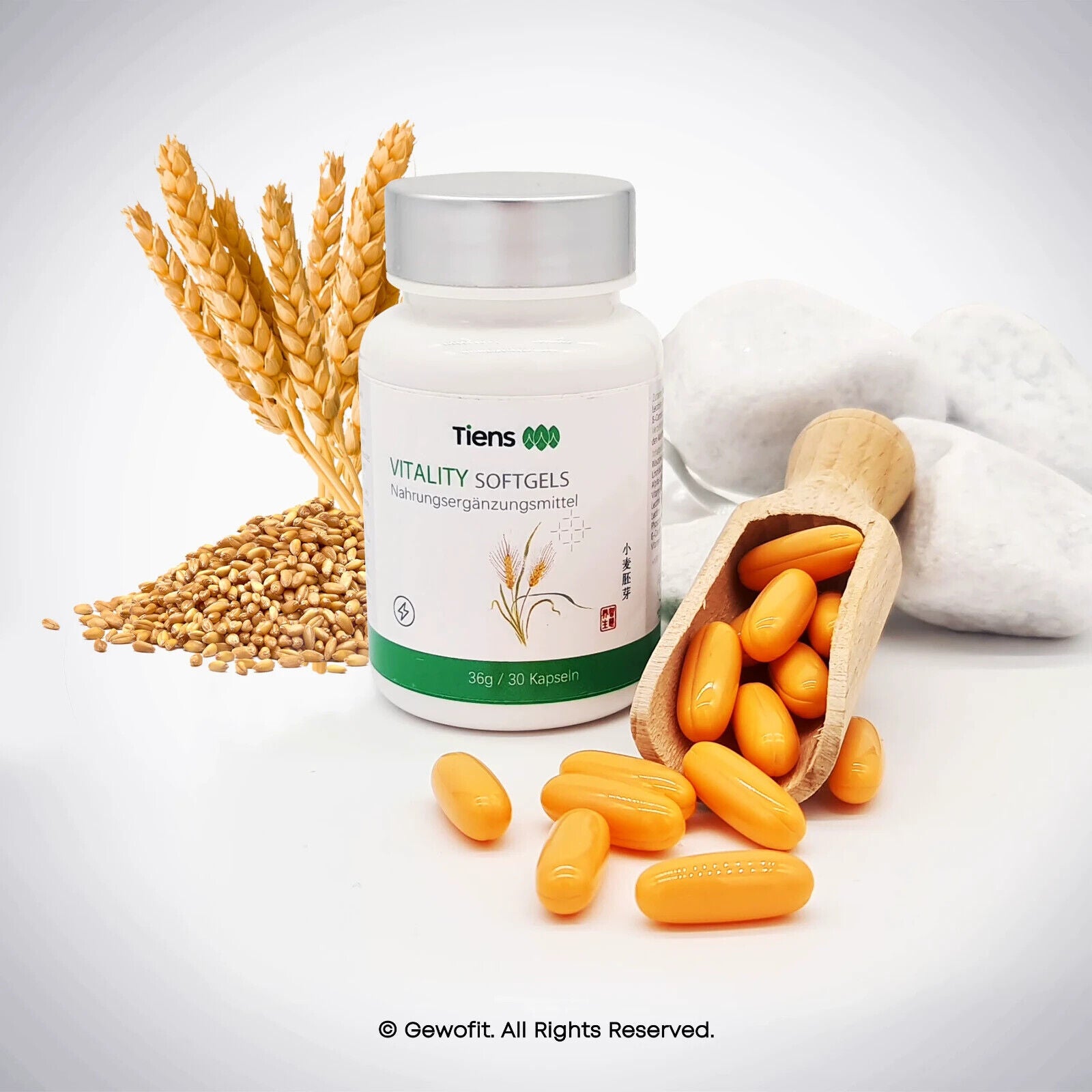 Tiens Vitality Softgels mit kaltgepresstem Weizenkeimöl Omega-3 Vitamin E