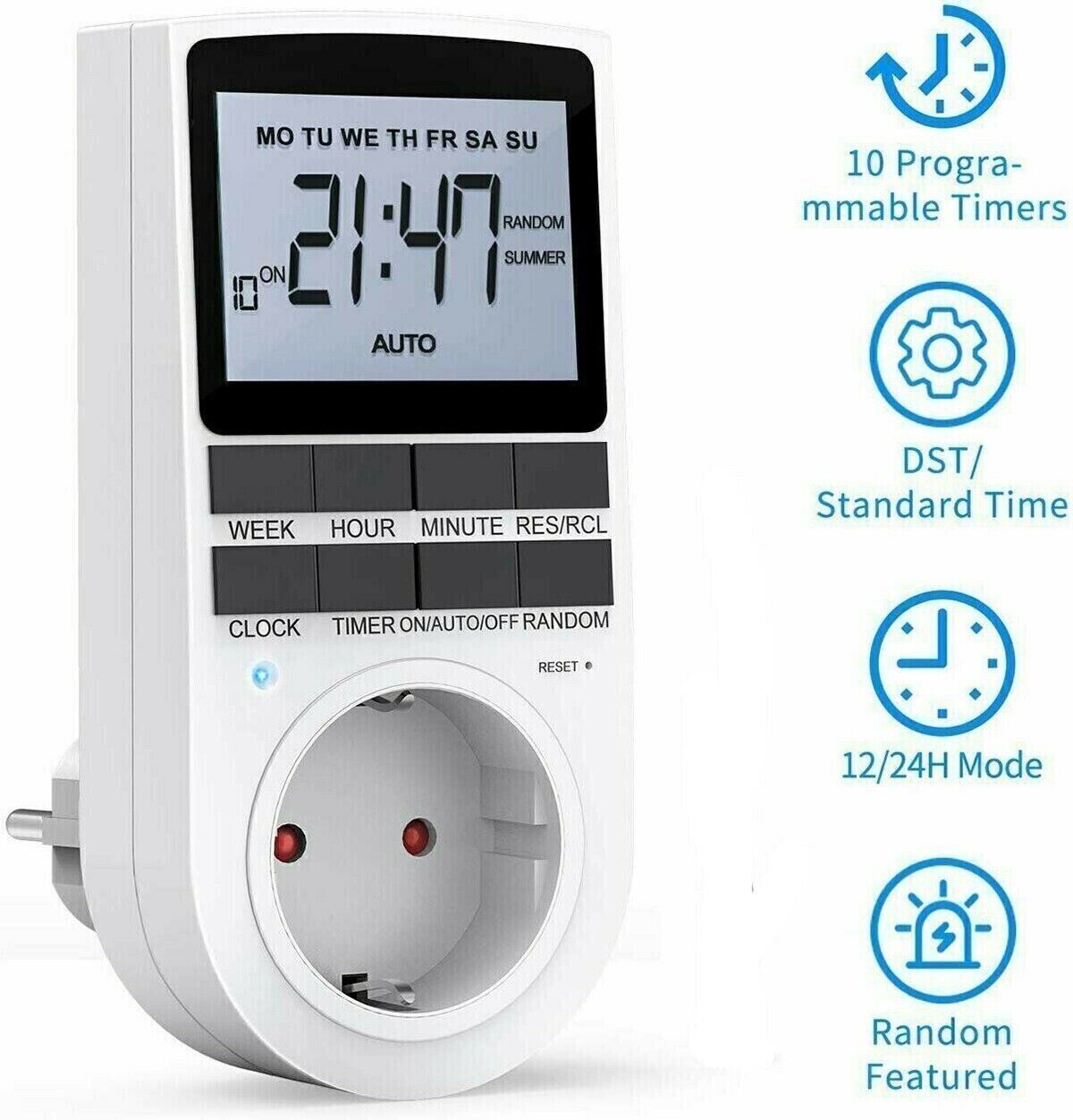 Digital timer socket timer weekly timer 24h 10Prog 3680W