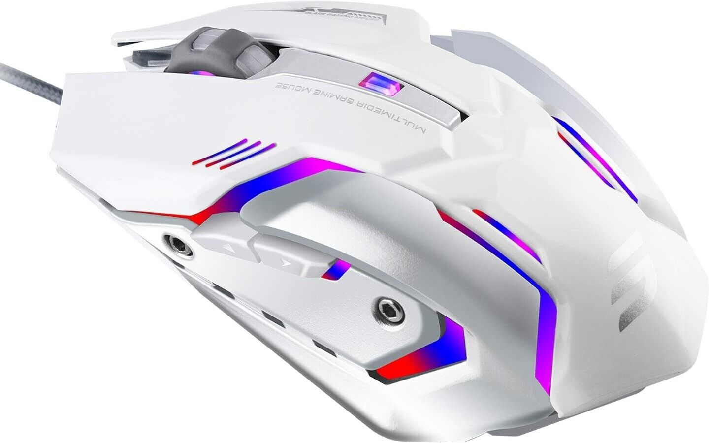 USB gaming mouse with 6 programmable buttons, 4 adjustable DPI levels, LED lights