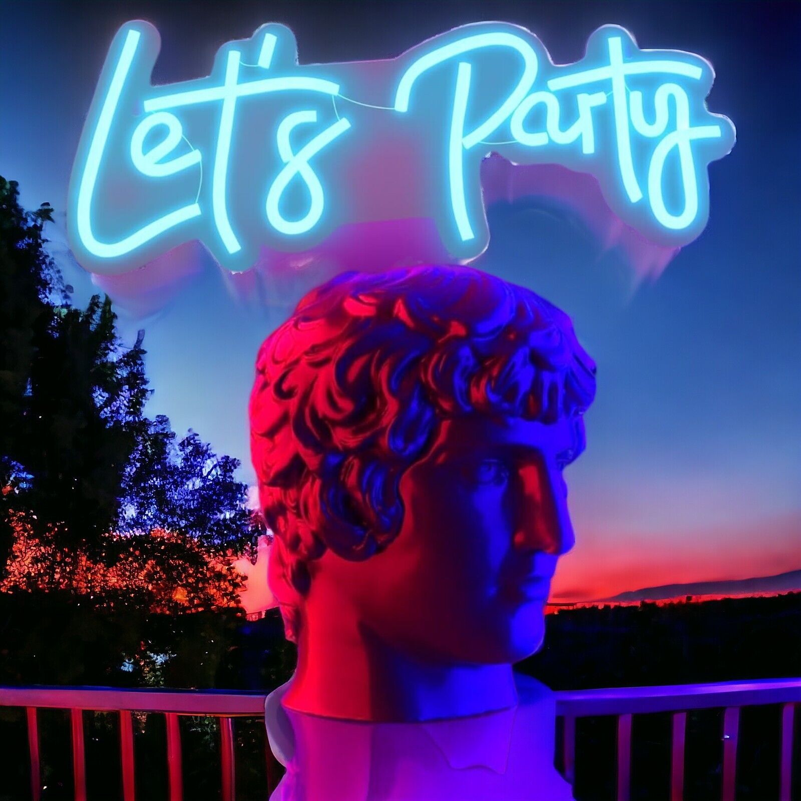 LETS PARTY Neonschild LED Leuchtschild Party Bar Neon Sign Leuchtreklame Deko