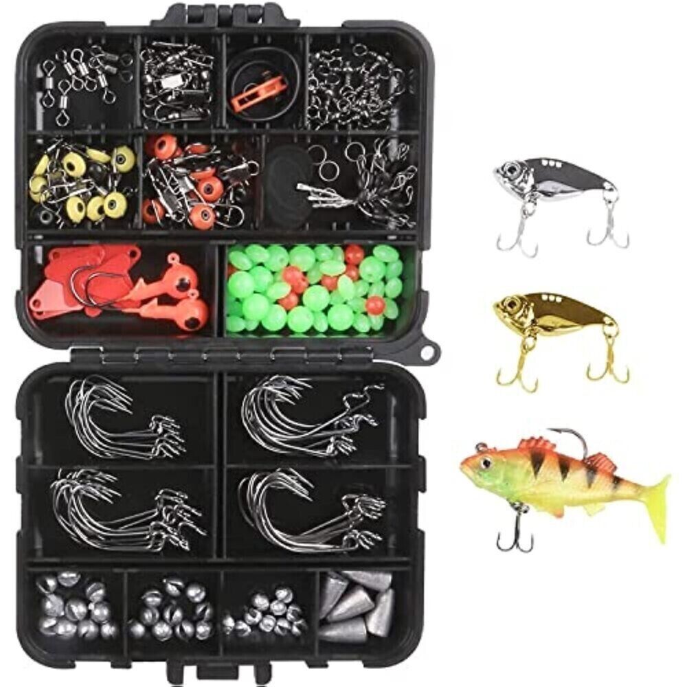 Angelhaken Kit Angelzubehör Set inkl. Jig Haken Bullet Bass We.Forelle Raubfisch V1