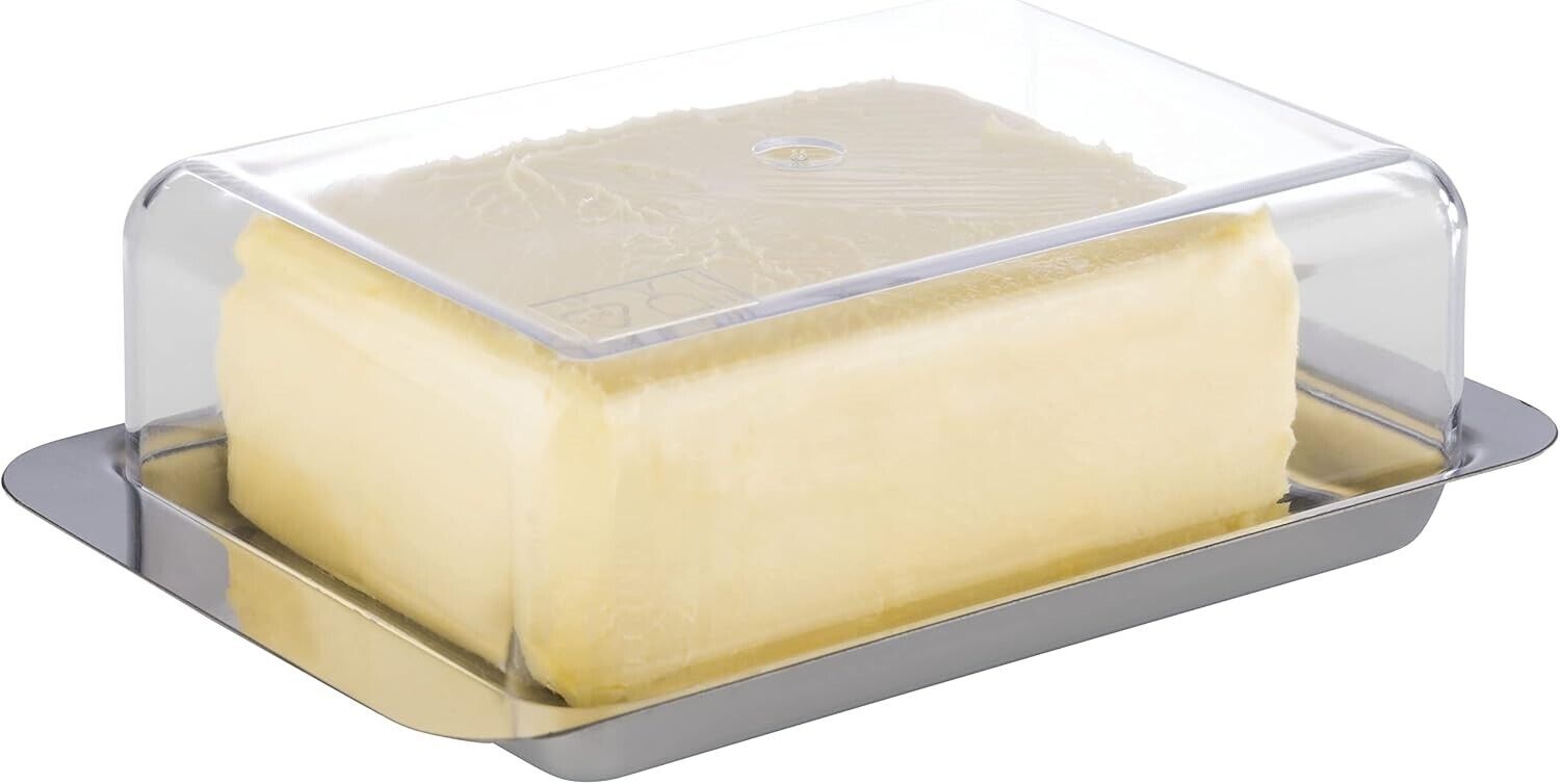 APS Edelstahl Butterdose für 250g Butter mit Deckel – Butterbehälter f