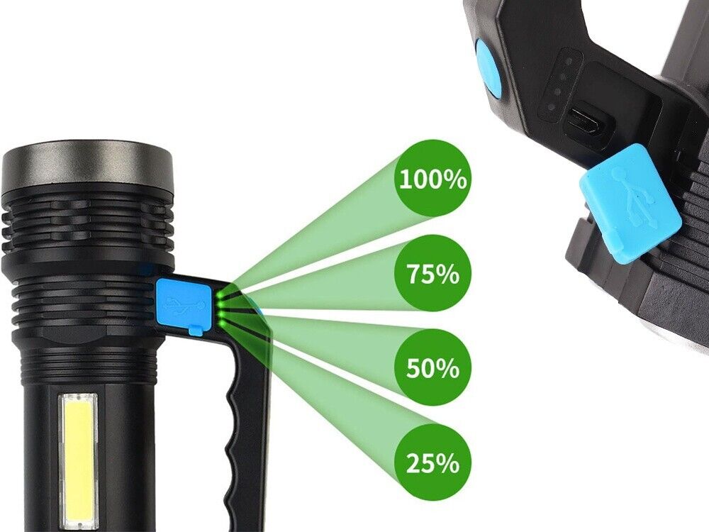 LED Handscheinwerfer Camping USB Taschenlampe military searchlight 2 in 1