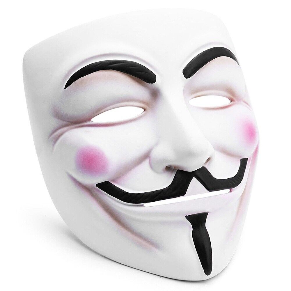 Anonyme Vendetta Maske – Guy Fawkes Maske aus robustem Kunststoff für Halloween, Karneval & Party - 4038732759343