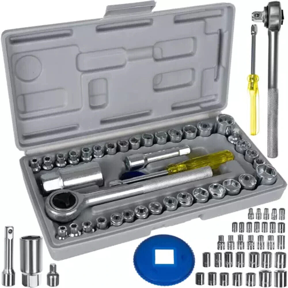 BIGSTREN Werkzeugkoffer Set 40-tlg – Steckschlüsselsatz & Ratschenkasten aus Chrom-Vanadium-Stahl