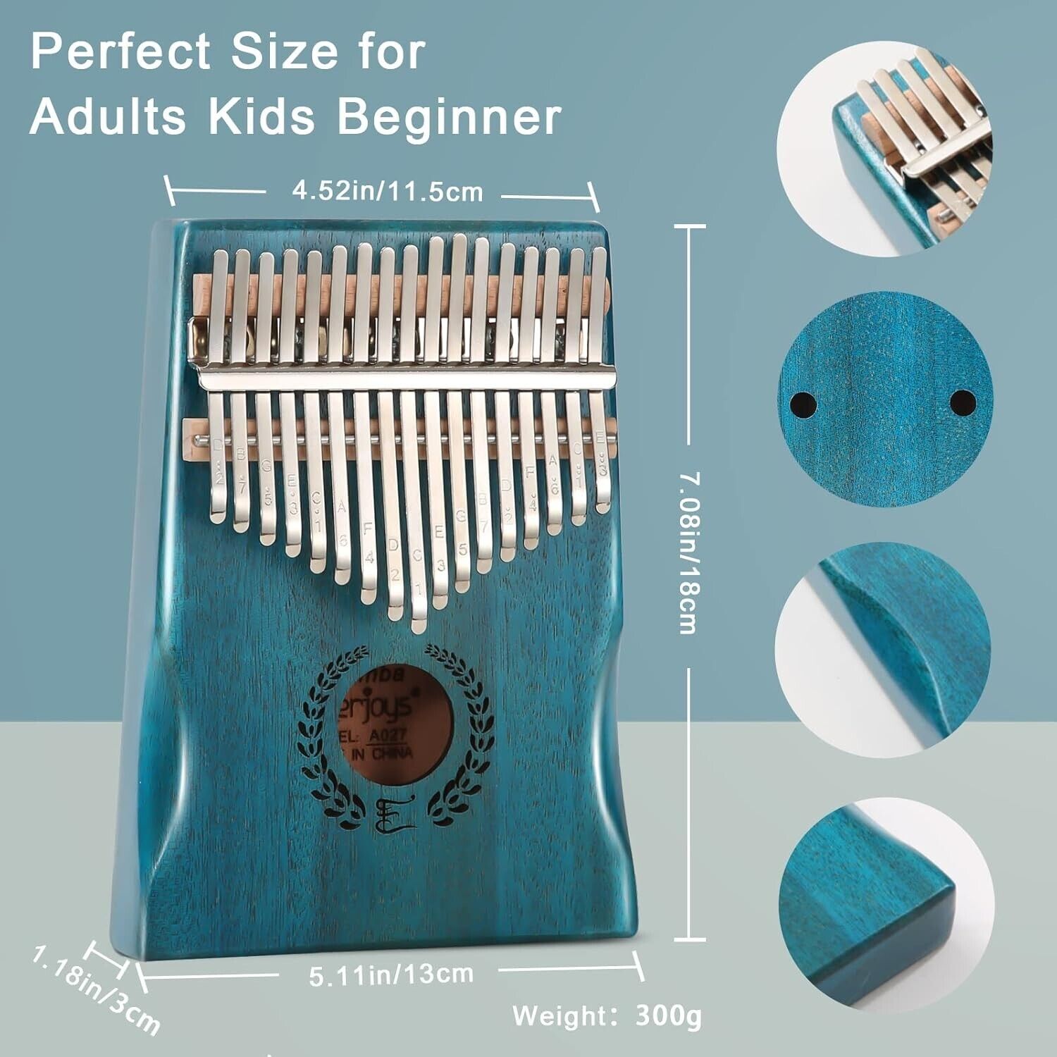 17 Tasten Kalimba Thumb Piano Finger Afrikanisches Instrument Musikinstrument Blau