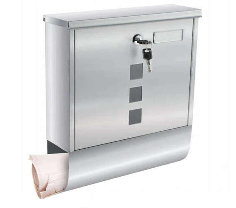 Moderner Edelstahl Briefkasten Grau A4 – Wetterfest mit Zeitungsfach & Schloss