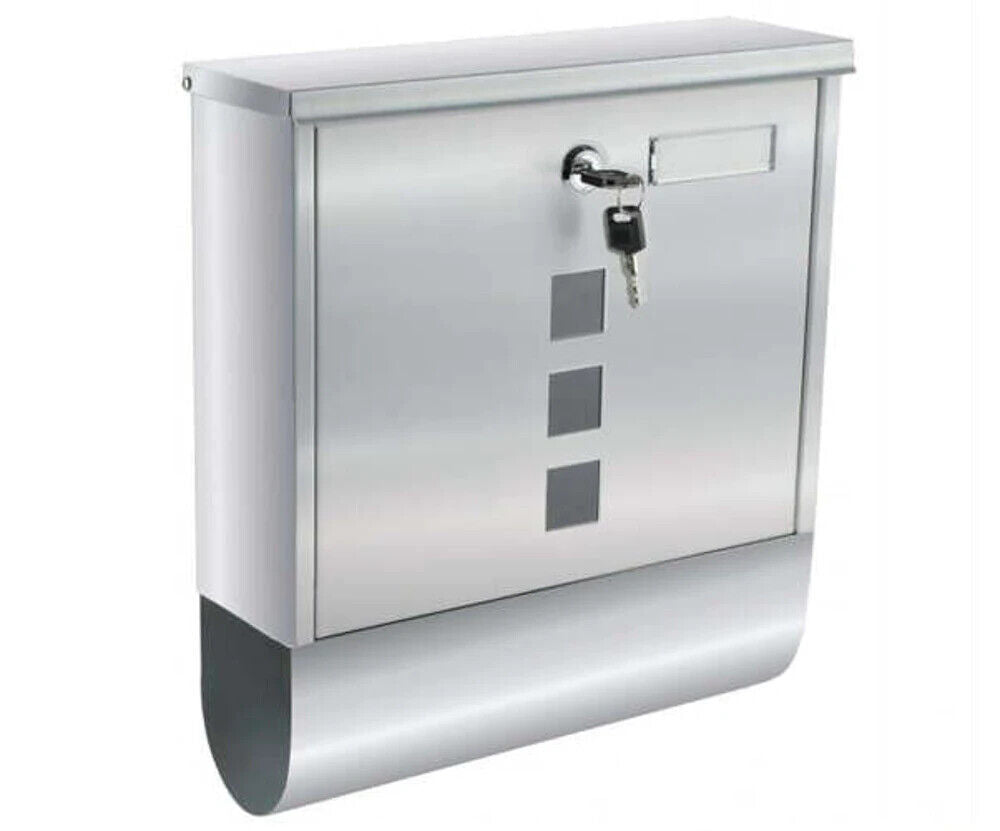 Moderner Edelstahl Briefkasten Grau A4 – Wetterfest mit Zeitungsfach & Schloss