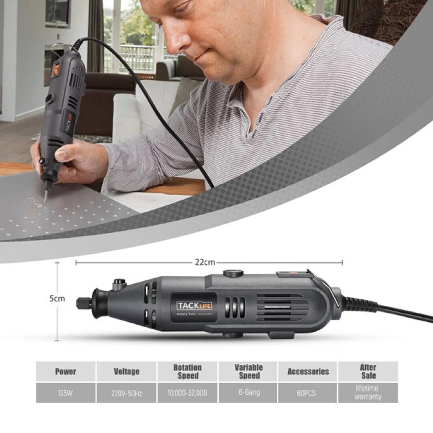 Rotationswerkzeug Drehwerkzeug 135 W 32000 U/min mit 69 Zubehörteilen - TACKLIFE
