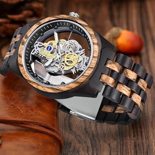 Holz Herrenuhr Natürliche Bambus Holzuhr analoge Quarzuhr modern Design Retro