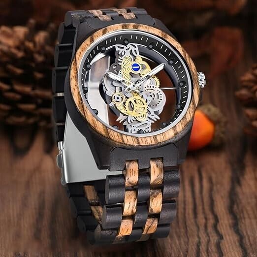 Holz Herrenuhr Natürliche Bambus Holzuhr analoge Quarzuhr modern Design Retro