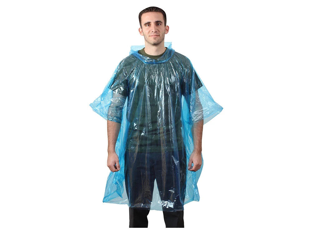 Einweg Regenponcho Unisex â Regenmantel/Regencape in Mischfarben, Wasserdicht, Mit Kapuze
