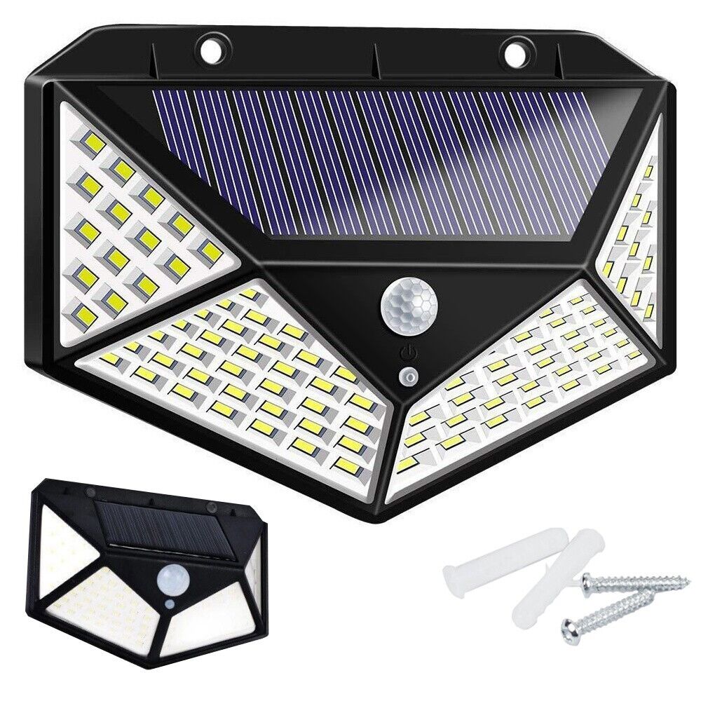 100 LED Solarleuchte Solarlampe Bewegungsmelder Außen Fluter Sensor Strahler
