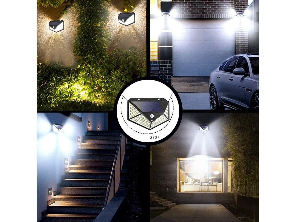 100 LED Solarleuchte Solarlampe Bewegungsmelder Außen Fluter Sensor Strahler