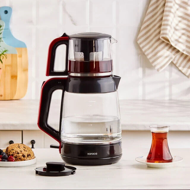 KARACA Teekocher 2,2 L Wasserkocher Glas 0,9L Teekanne mit Sieb Teemaschine ☕☕☕
