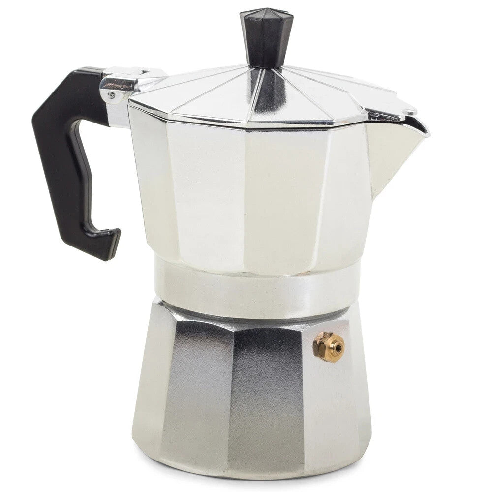 Espressokocher Aluminium 3 Tassen 150 ml – Moka Kaffeemaschine für Gas & Elektroherd schwarz oder silber