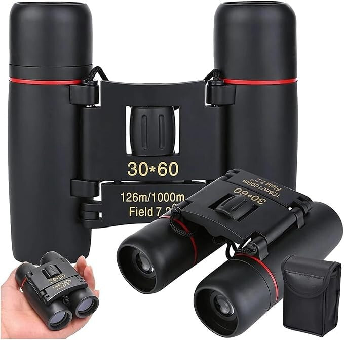 30x60 Kompakt Fernglas 12x Zoom Klappbar Outdoor Jagd Reisen mit Etui 🌄