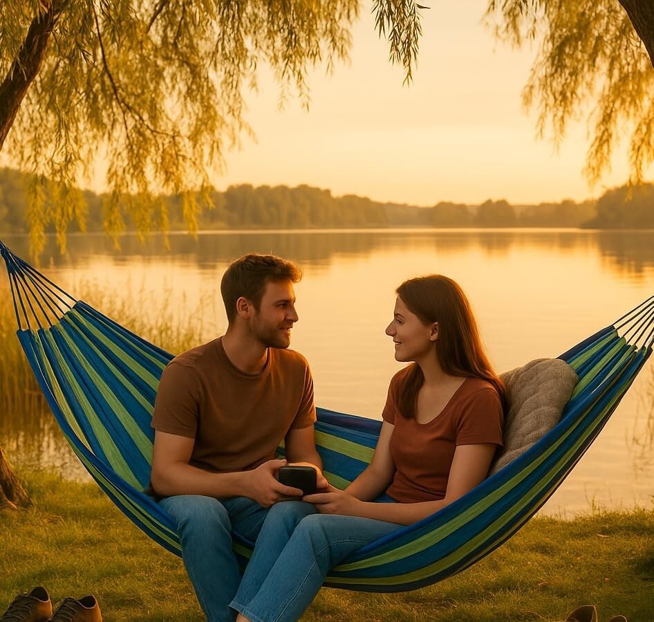 XXL Hängematte 240x150 cm für 2 Personen – Robuste Baumwolle, 150 kg Belastbar, Ideal für Garten, Camping & Balkon