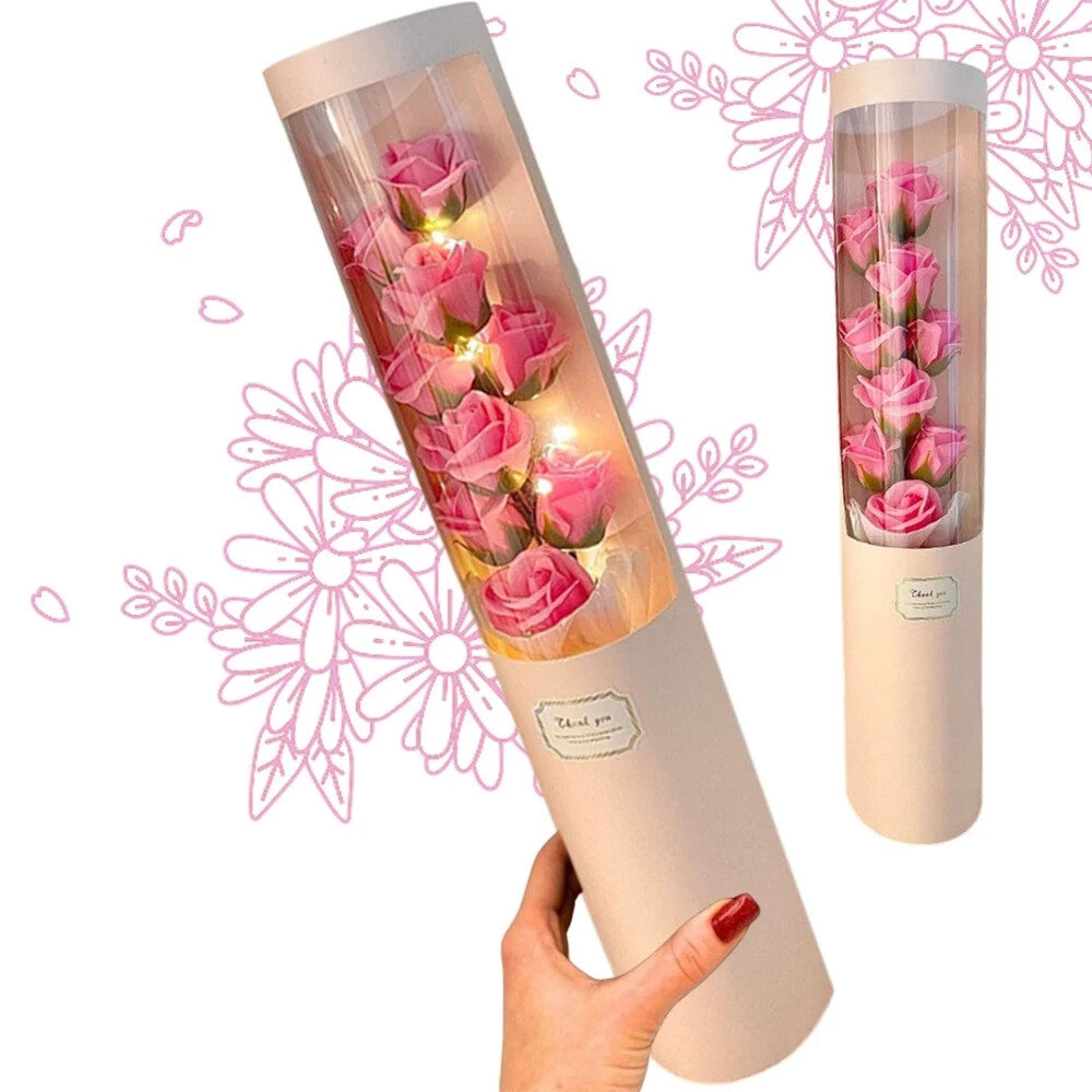 Duftseifenblumenstrauß mit LED in Geschenkbox – Rosa, romantisch, 50 cm💐💐💐💐