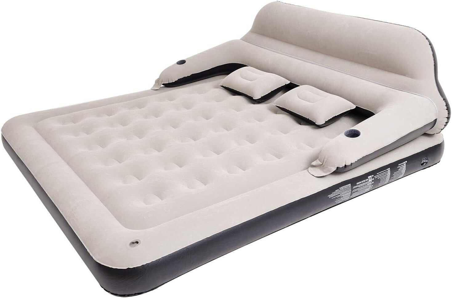 Aufblasbares Bett 203x183x72cm mit RĂŒckenlehne & Kissen Luftmatratze Sofa 2in1