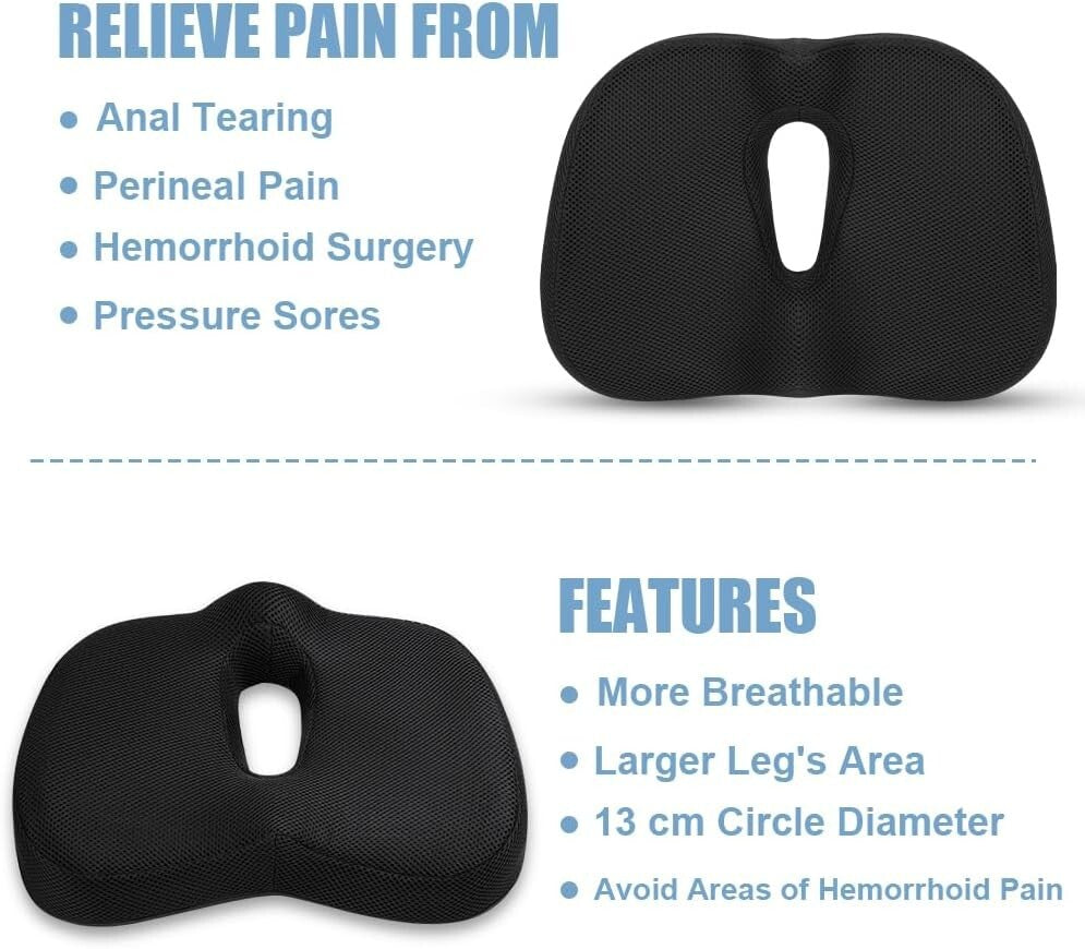 Orthopädisches Memory Foam Sitzkissen – Ergonomischer Komfort für Rücken, Hüfte & Steißbein