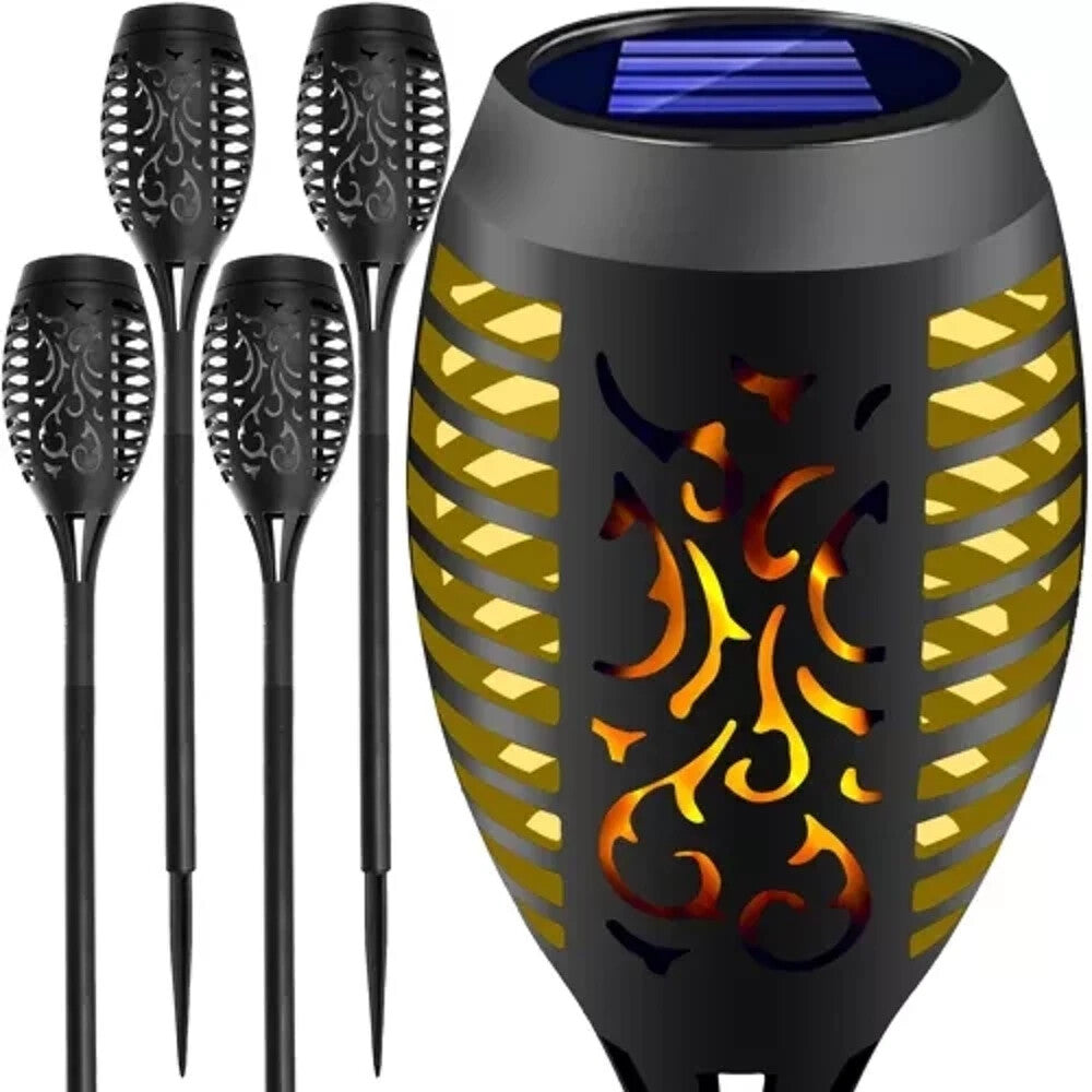 4Stk Solarleuchte LED Garten Beleuchtung Solar Fackel Lampe Leuchte Flamme Außen