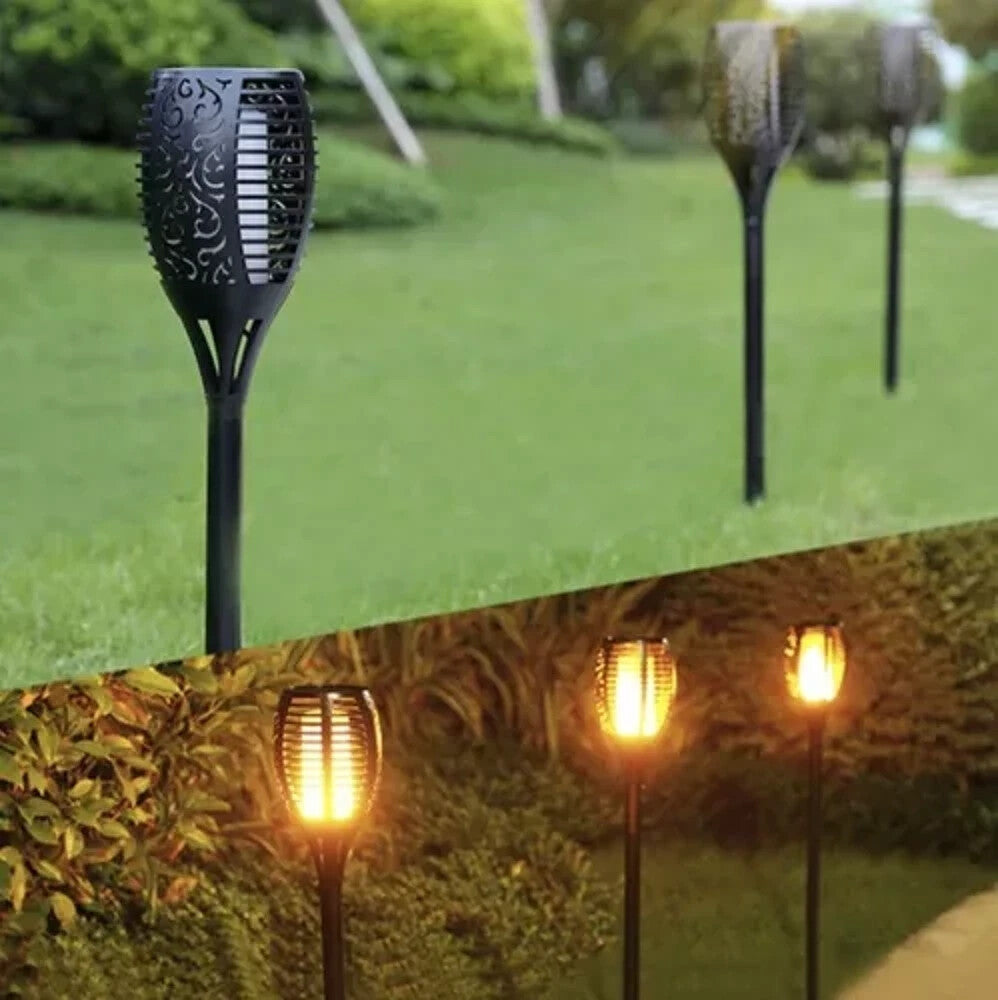 4Stk Solarleuchte LED Garten Beleuchtung Solar Fackel Lampe Leuchte Flamme Außen