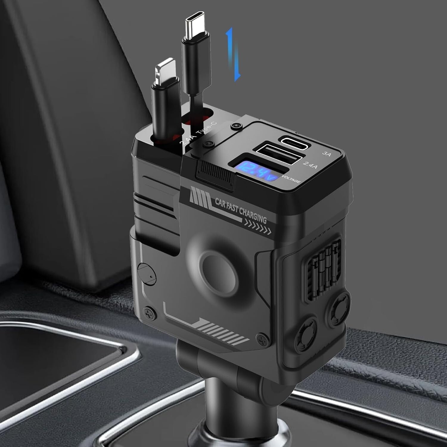 Auto Ladegerät 4in1 60W Schnellladung Typ-C USB PD Kfz Adapter für Smartphones