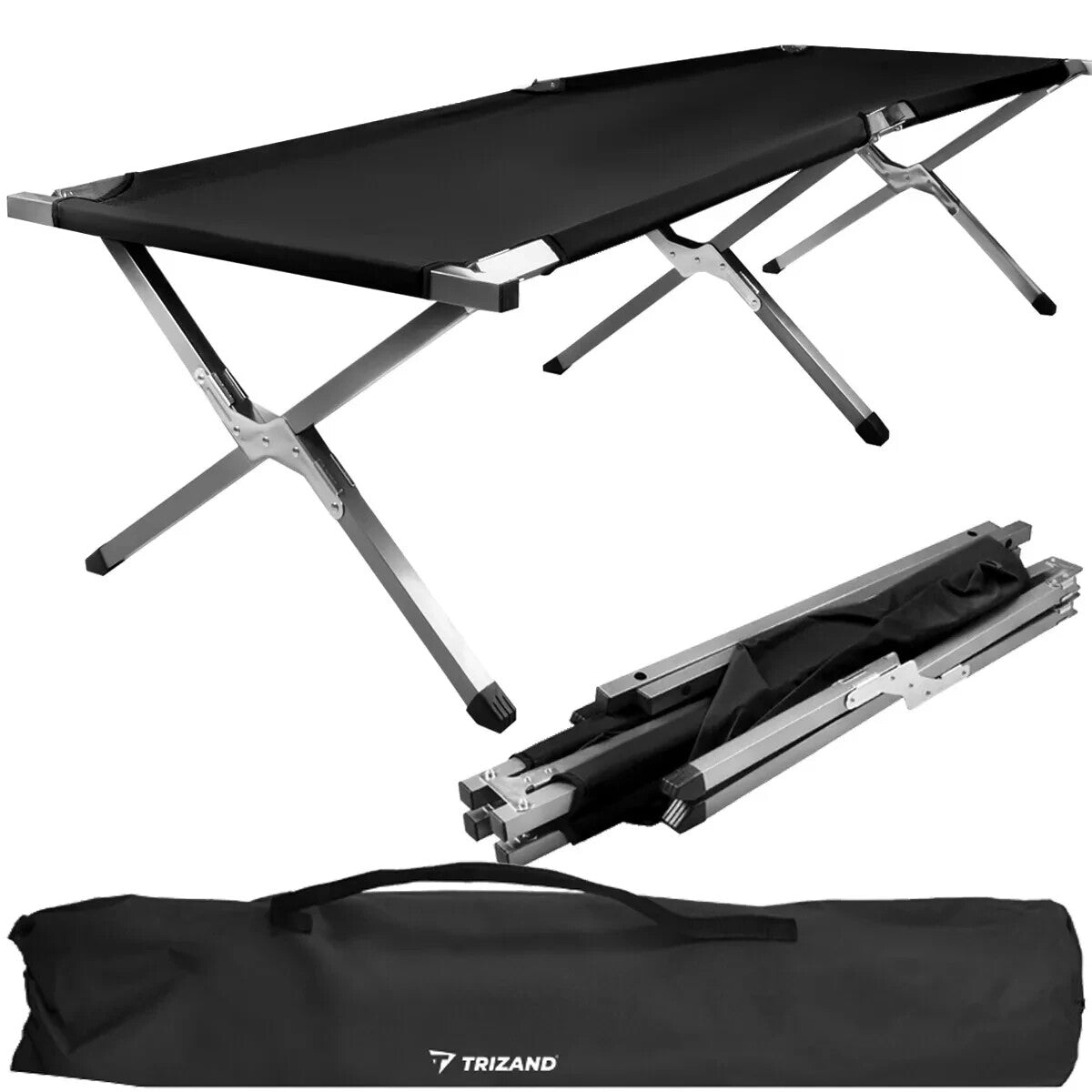 Feldbett Klappbett Gästebett Schwarz 189x70x43 cm 110kg Klappbar mit Tasche