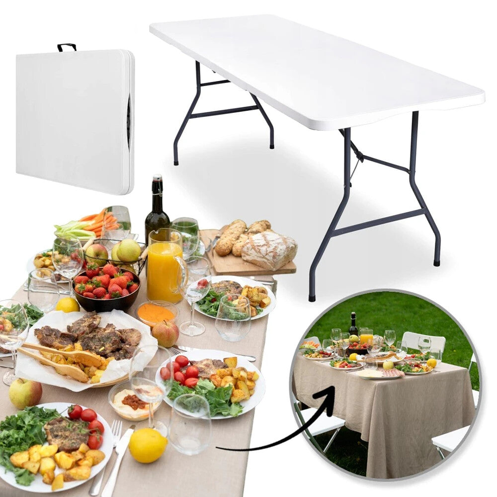 Klappbarer Buffettisch 180x74 cm Gartentisch Faltbar Terrasse Camping Koffer