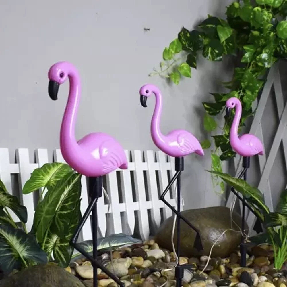 3x Solar Flamingo Gartenleuchte Deko IP44 LED Solarlicht Außenbeleuchtung 🦩🦩🦩