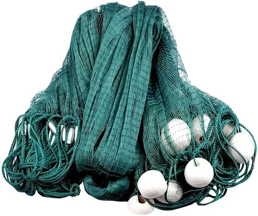 Fischernetz 2x5m mit Stahlgewichten & Bojen – Wurfnetz für Teiche & Seen, Nylon Zugnetz