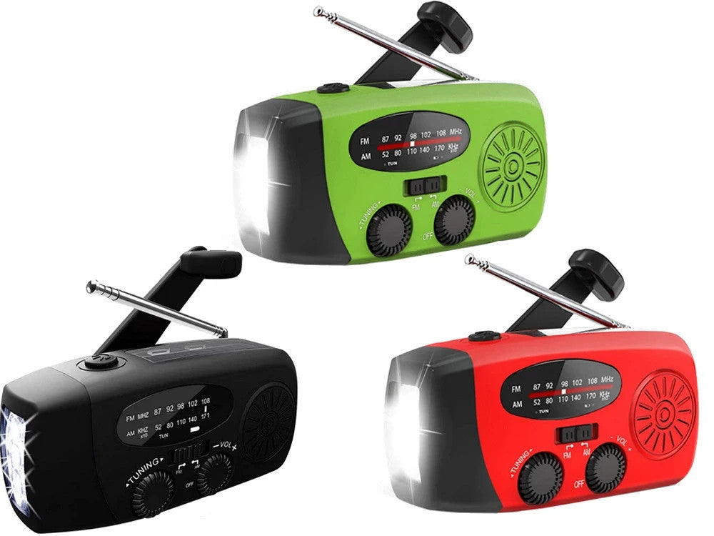 Notfall Solar Radio Taschenlampe Dynamo Kurbel USB Powerbank – Farb-Mix