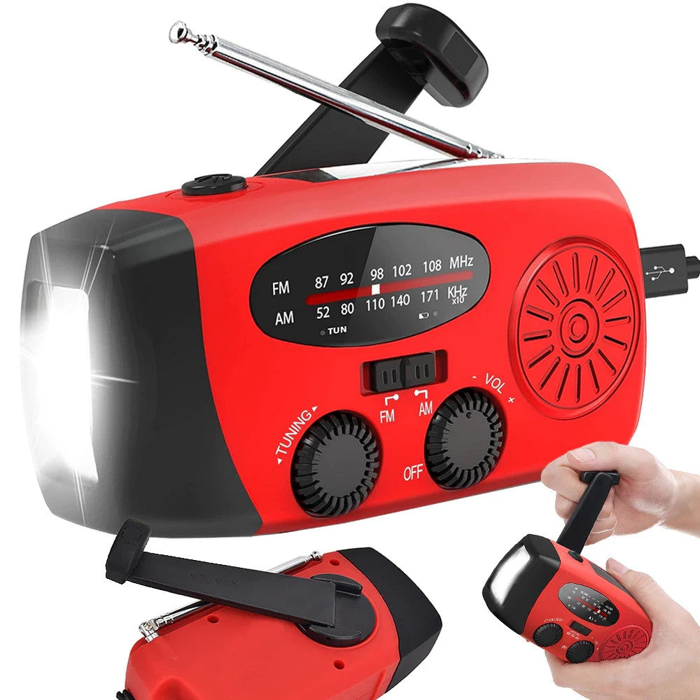Notfall Solar Radio Taschenlampe Dynamo Kurbel USB Powerbank – Farb-Mix