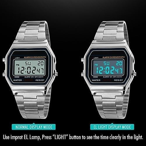 Digitale Armbanduhr mit leuchtenden Ziffern - Datum Stoppuhr Wecker Sportuhr